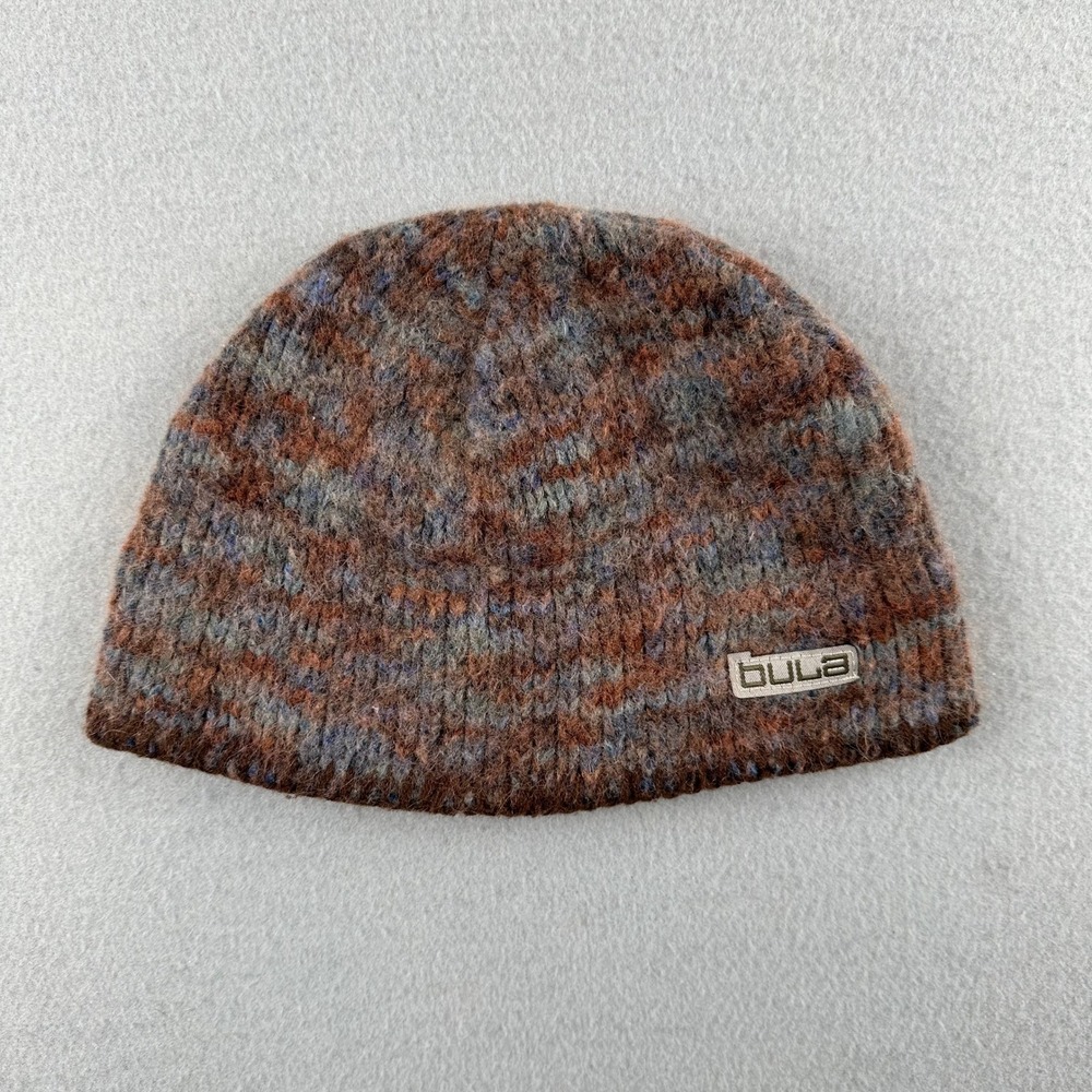 Bula Beanie Unisex One Size Brown Orange Blue Marled Wool Blend Fleece Lined